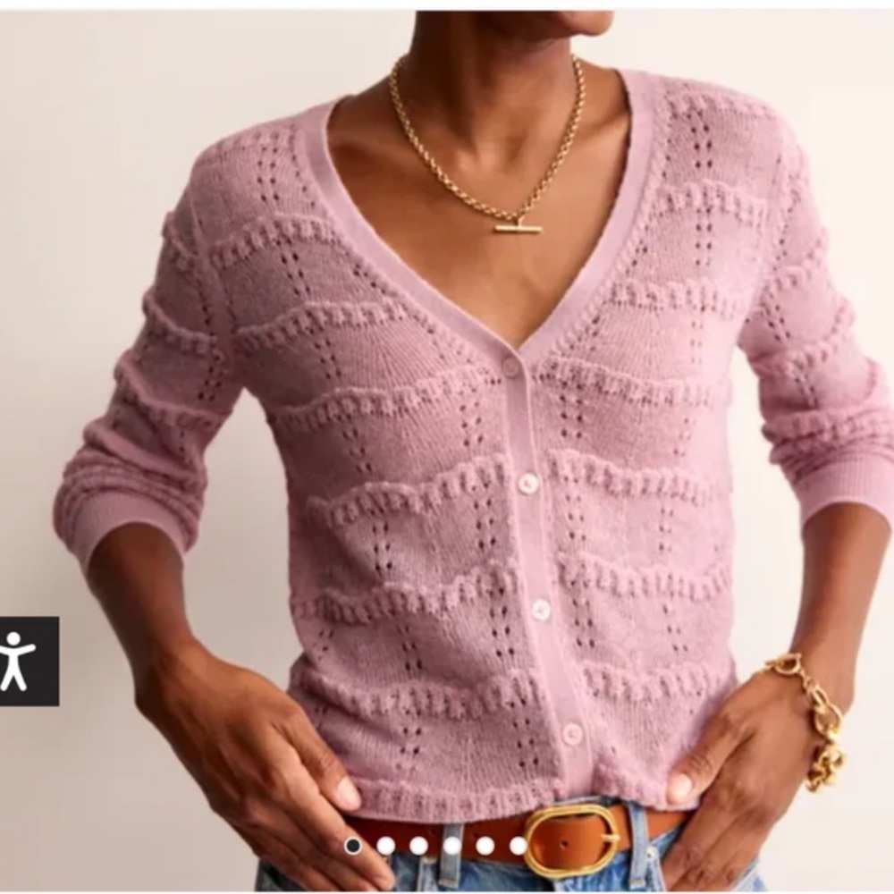 Boden Pink Fluffy Pointelle Cardigan